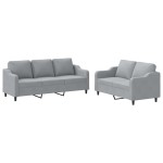 vidaXL Set de canapele cu perne, 2 piese, gri deschis, textil vidaXL Set de canapele cu perne, 2 piese, gri deschis, textil