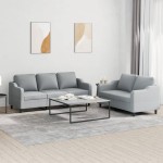 vidaXL Set de canapele cu perne, 2 piese, gri deschis, textil vidaXL Set de canapele cu perne, 2 piese, gri deschis, textil