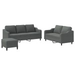 vidaXL Set de canapele cu perne, 3 piese, gri închis, textil vidaXL Set de canapele cu perne, 3 piese, gri închis, textil