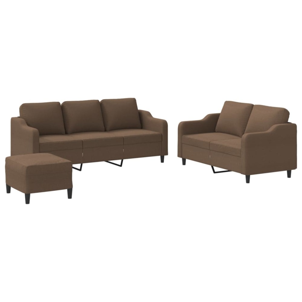 vidaXL Set de canapele cu perne, 3 piese, maro, textil