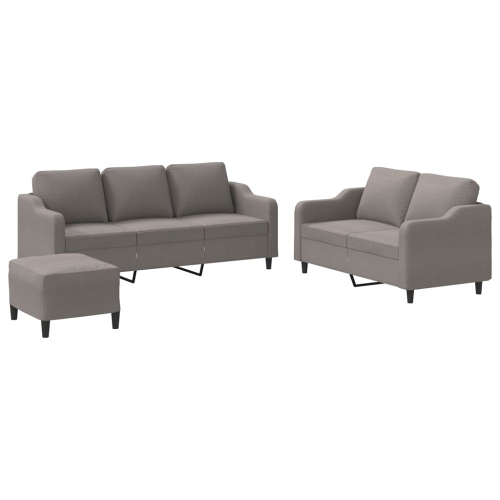 vidaXL Set de canapea cu perne, 3 piese, gri taupe, material textil