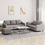 vidaXL Set de canapea cu perne, 3 piese, gri taupe, material textil vidaXL Set de canapea cu perne, 3 piese, gri taupe, material textil