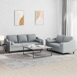 vidaXL Set de canapele cu perne, 2 piese, gri deschis, material textil vidaXL Set de canapele cu perne, 2 piese, gri deschis, material textil