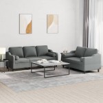 vidaXL Set de canapele cu perne, 2 piese, gri închis, material textil vidaXL Set de canapele cu perne, 2 piese, gri închis, material textil