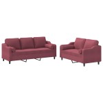 vidaXL Set canapea cu perne, 2 piese, roșu vin, material textil vidaXL Set canapea cu perne, 2 piese, roșu vin, material textil