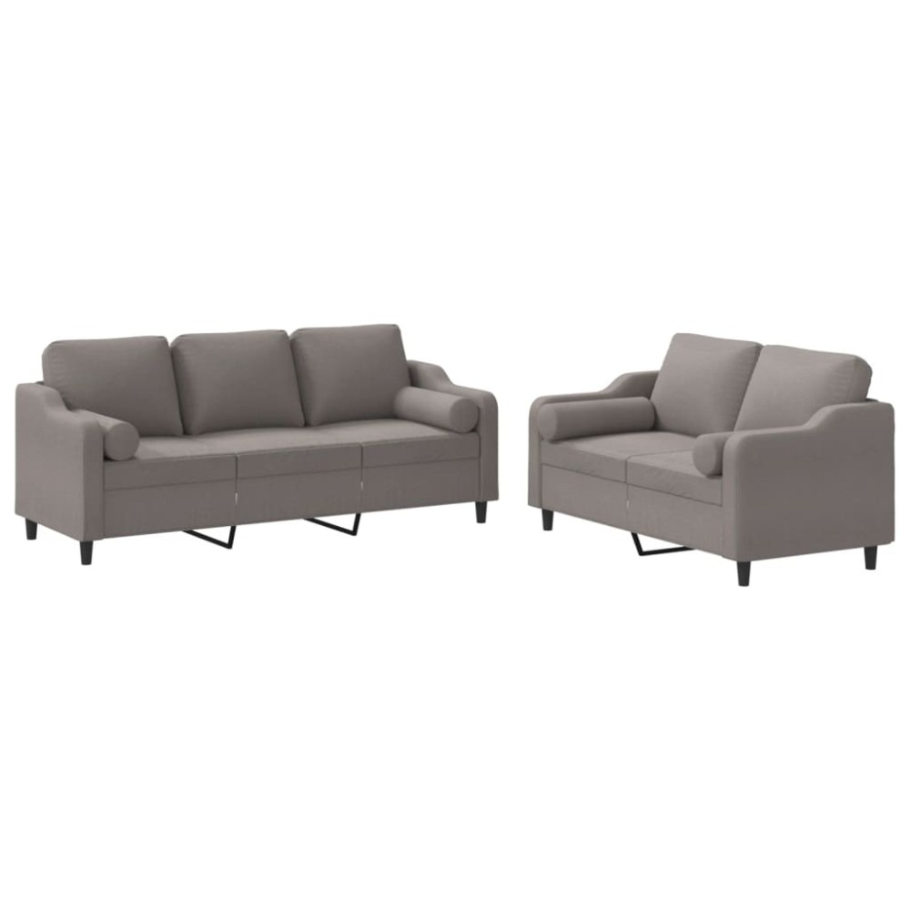 vidaXL Set de canapele cu perne, 2 piese, gri taupe, textil