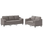 vidaXL Set de canapele cu perne, 2 piese, gri taupe, textil