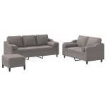vidaXL Set de canapele cu perne, 3 piese, gri taupe, textil vidaXL Set de canapele cu perne, 3 piese, gri taupe, textil