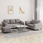 vidaXL Set de canapele cu perne, 3 piese, gri taupe, textil vidaXL Set de canapele cu perne, 3 piese, gri taupe, textil