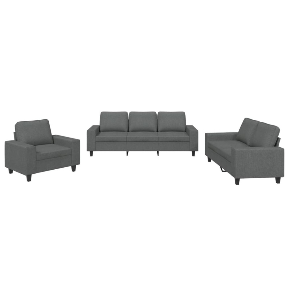 vidaXL Set de canapele, 3 piese, gri închis, textil