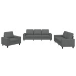 vidaXL Set de canapele, 3 piese, gri închis, textil vidaXL Set de canapele, 3 piese, gri închis, textil