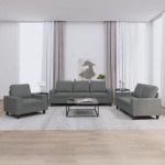 vidaXL Set de canapele, 3 piese, gri închis, textil vidaXL Set de canapele, 3 piese, gri închis, textil