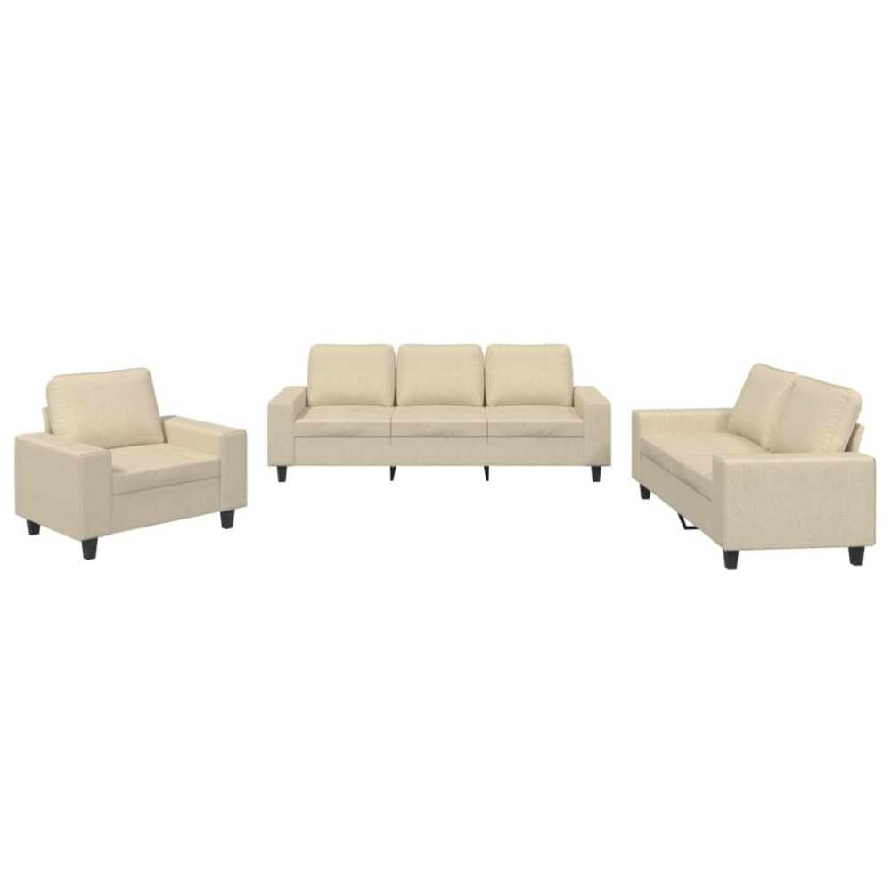 vidaXL Set de canapele, 3 piese, crem, material