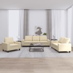 vidaXL Set de canapele, 3 piese, crem, material vidaXL Set de canapele, 3 piese, crem, material