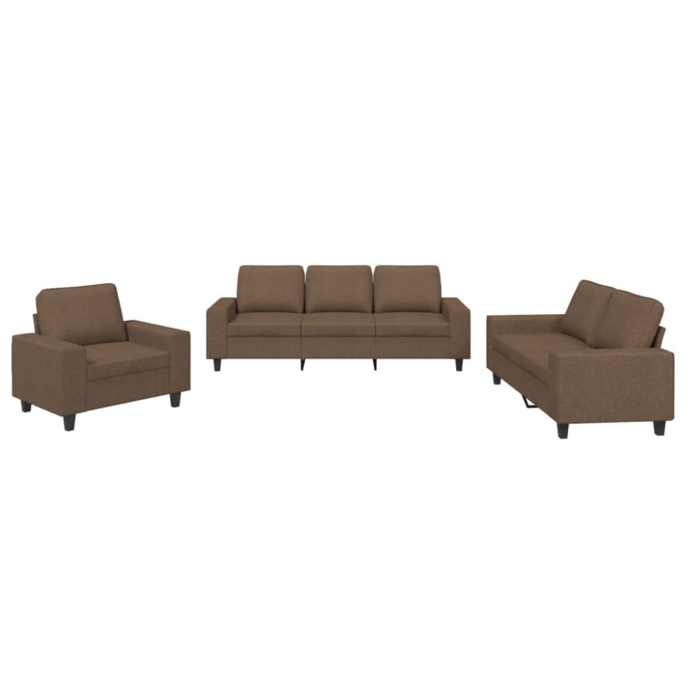 vidaXL Set de canapele, 3 piese, maro, textil