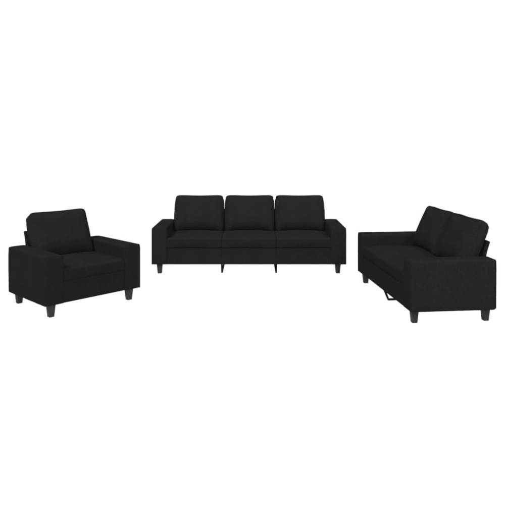 vidaXL Set de canapele, 3 piese, negru, textil