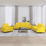vidaXL Set de canapele, 3 piese, galben deschis, textil vidaXL Set de canapele, 3 piese, galben deschis, textil