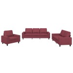 vidaXL Set de canapea, 3 piese, roșu vin, material textil vidaXL Set de canapea, 3 piese, roșu vin, material textil