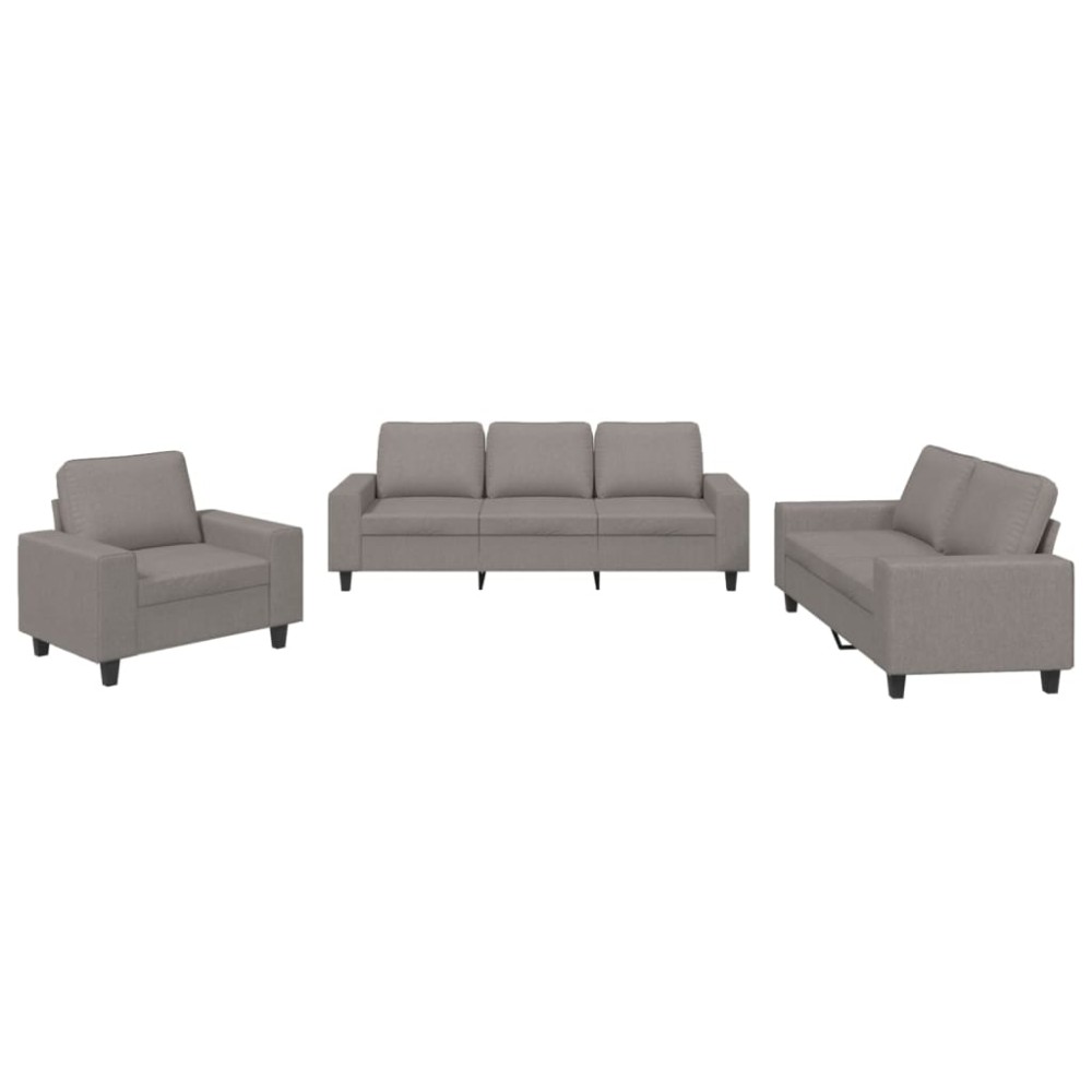 vidaXL Set de canapele, 3 piese, gri taupe, textil