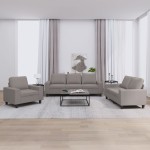 vidaXL Set de canapele, 3 piese, gri taupe, textil vidaXL Set de canapele, 3 piese, gri taupe, textil