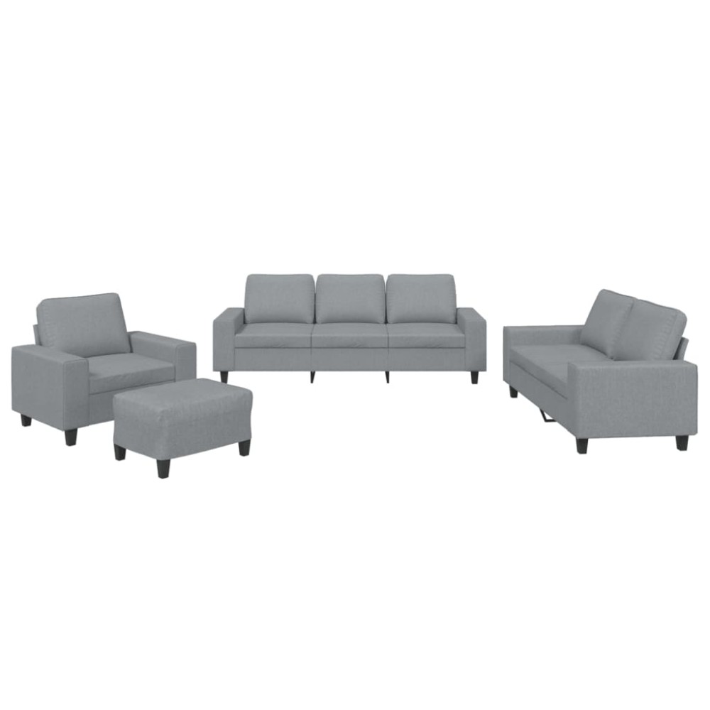 vidaXL Set de canapele, 4 piese, gri deschis, material textil