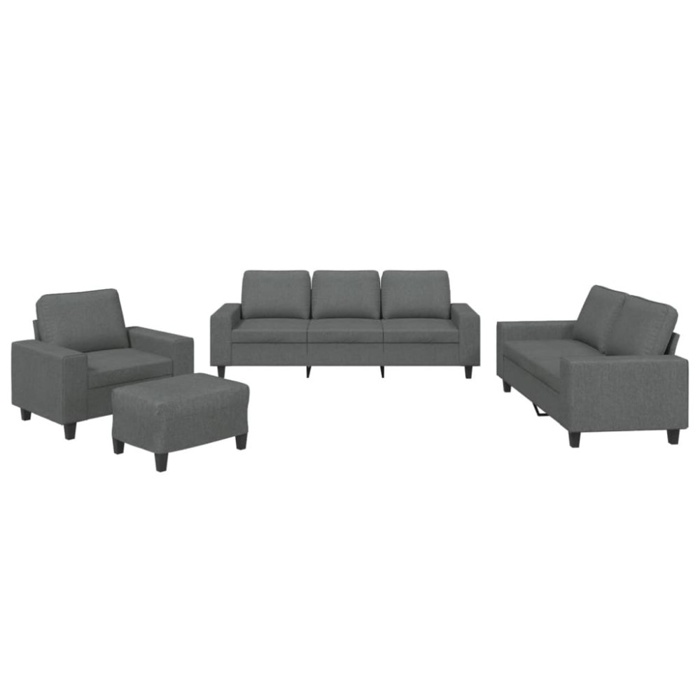 vidaXL Set de canapele, 4 piese, gri închis, material textil