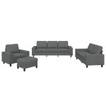 vidaXL Set de canapele, 4 piese, gri închis, material textil vidaXL Set de canapele, 4 piese, gri închis, material textil