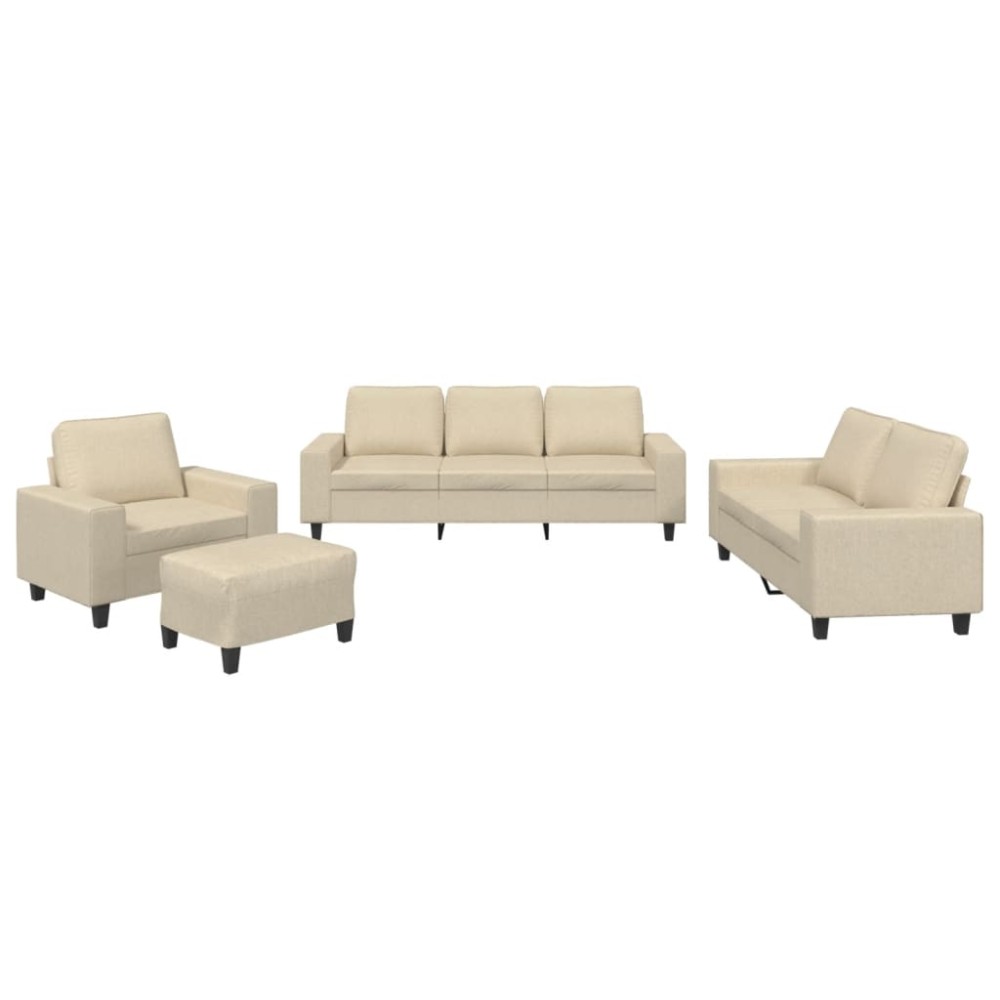 vidaXL Set de canapele, 4 piese, crem, microfibră