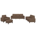 vidaXL Set de canapele, 4 piese, maro, textil vidaXL Set de canapele, 4 piese, maro, textil