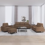 vidaXL Set de canapele, 4 piese, maro, textil vidaXL Set de canapele, 4 piese, maro, textil