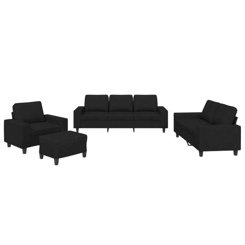 vidaXL Set de canapele, 4 piese, negru, material textil