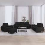 vidaXL Set de canapele, 4 piese, negru, material textil vidaXL Set de canapele, 4 piese, negru, material textil