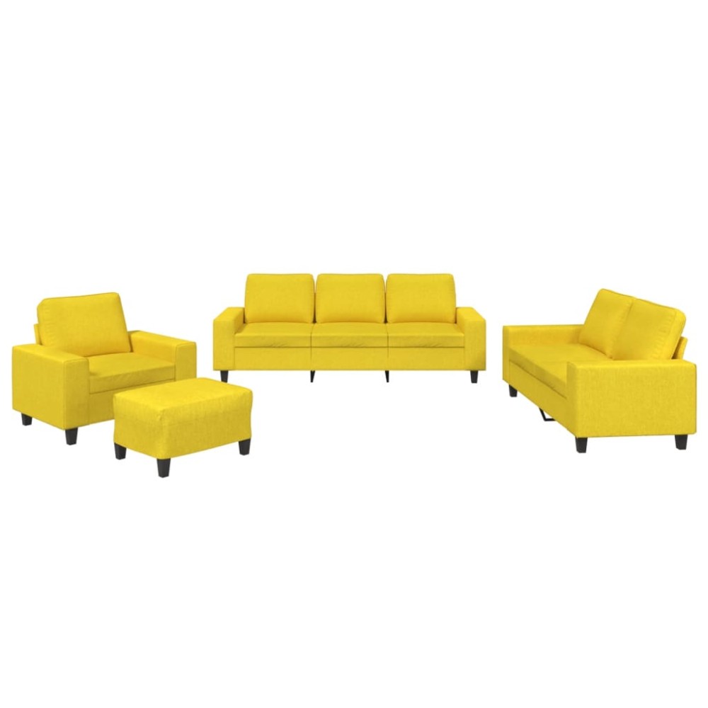 vidaXL Set de canapele, 4 piese, galben deschis, textil