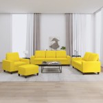 vidaXL Set de canapele, 4 piese, galben deschis, textil vidaXL Set de canapele, 4 piese, galben deschis, textil