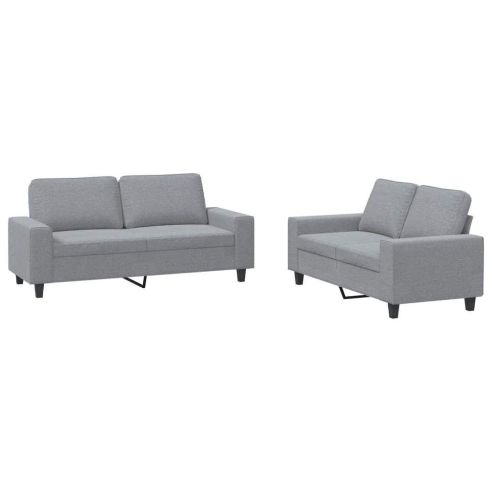 vidaXL Set de canapele, 2 piese, gri deschis, material textil