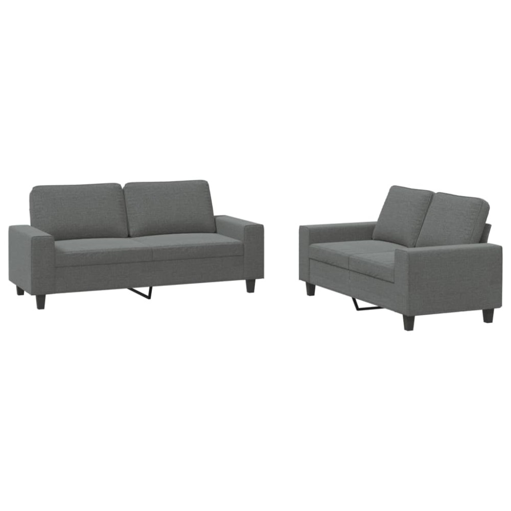 vidaXL Set de canapele, 2 piese, gri închis, material textil