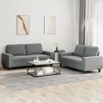 vidaXL Set de canapele, 2 piese, gri închis, material textil vidaXL Set de canapele, 2 piese, gri închis, material textil