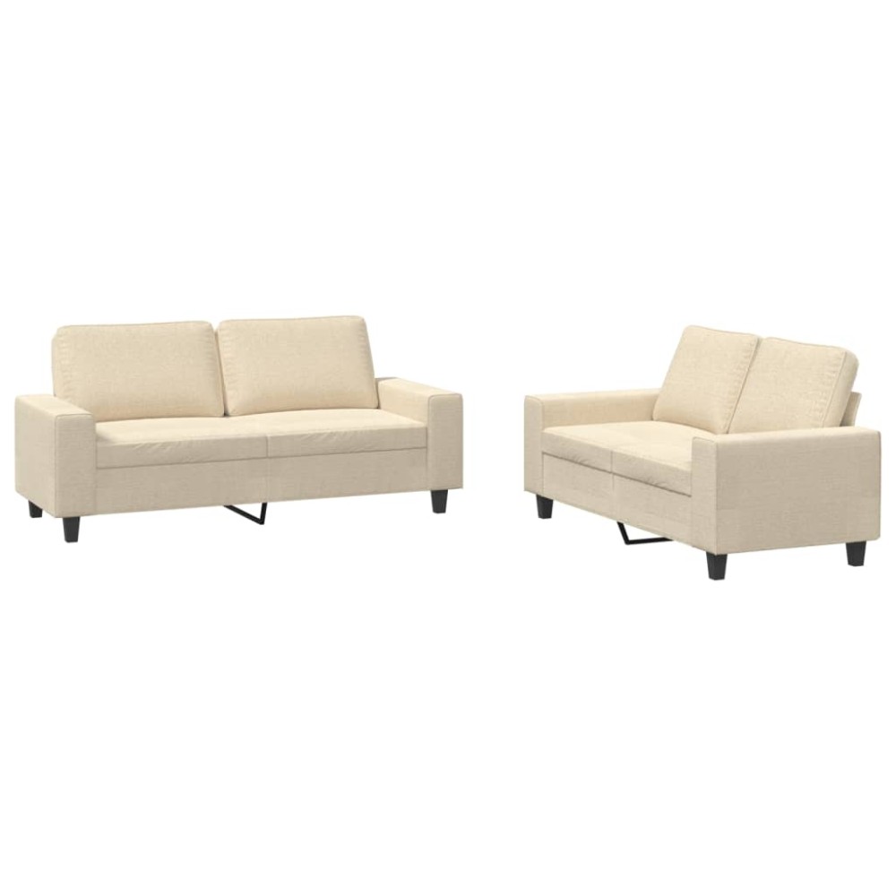 vidaXL Set de canapele, 2 piese, crem, material textil