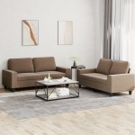 vidaXL Set de canapele, 2 piese, maro, textil vidaXL Set de canapele, 2 piese, maro, textil