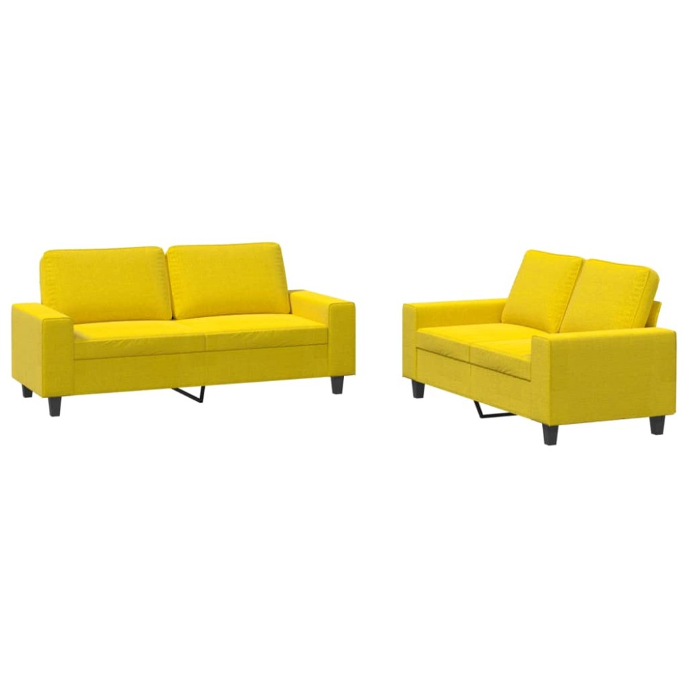 vidaXL Set de canapele, 2 piese, galben deschis, textil