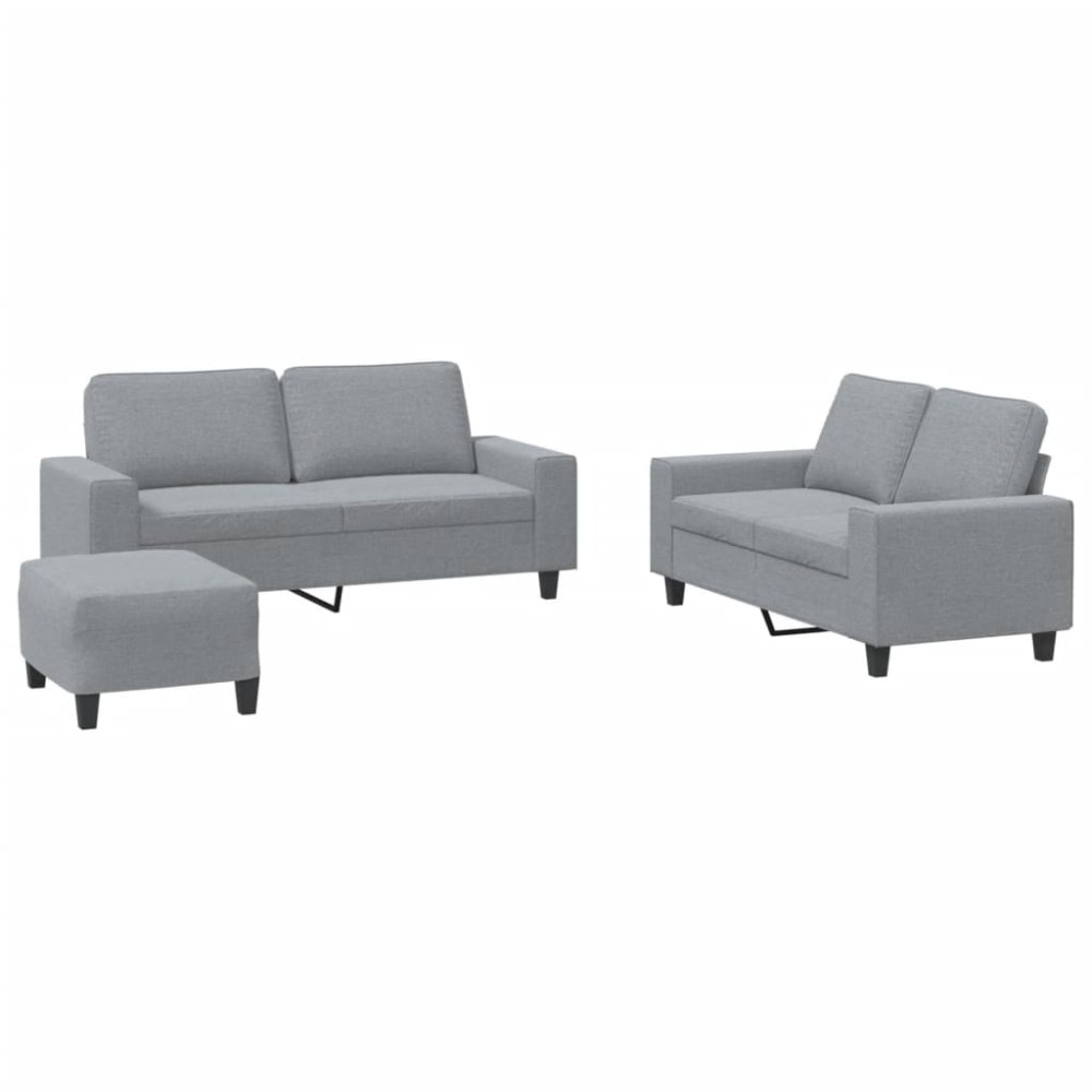 vidaXL Set de canapele, 3 piese, gri deschis, textil