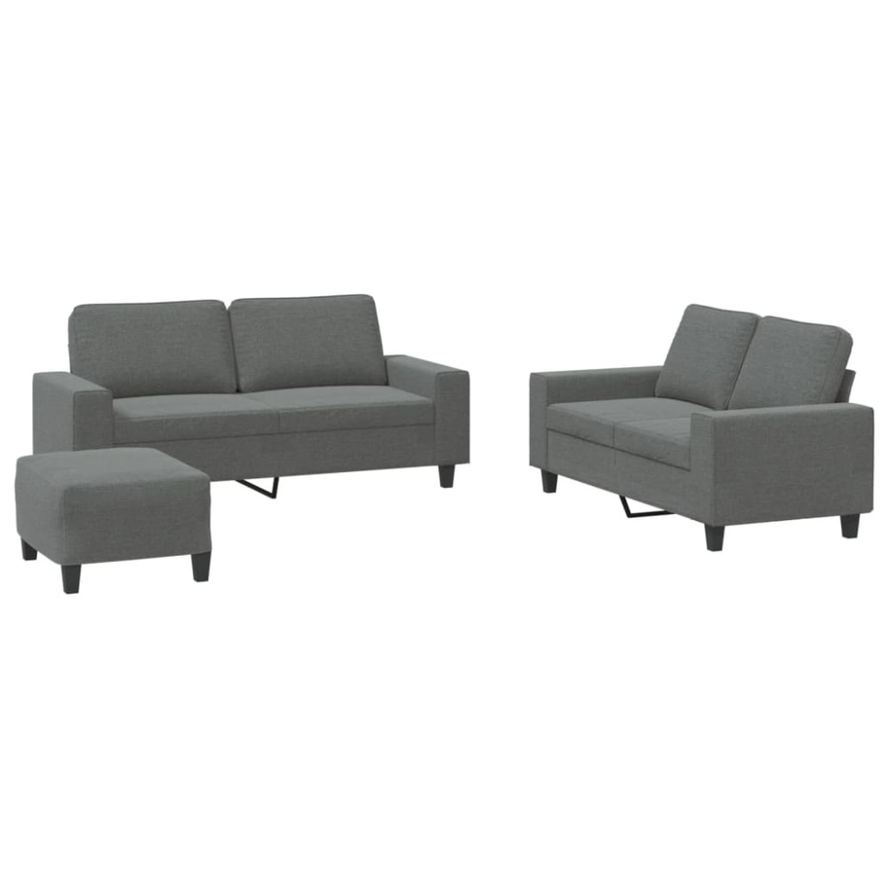 vidaXL Set de canapele, 3 piese, gri închis, textil