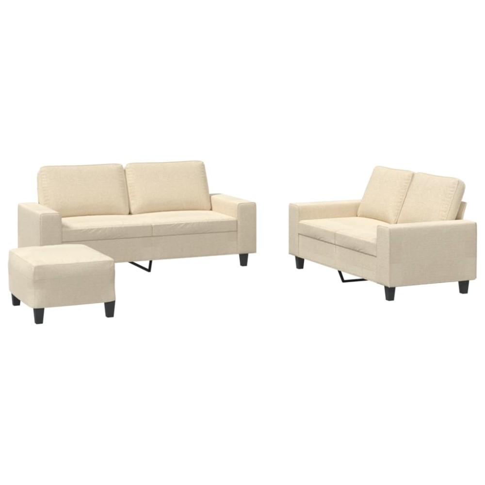 vidaXL Set de canapele, 3 piese, crem, material