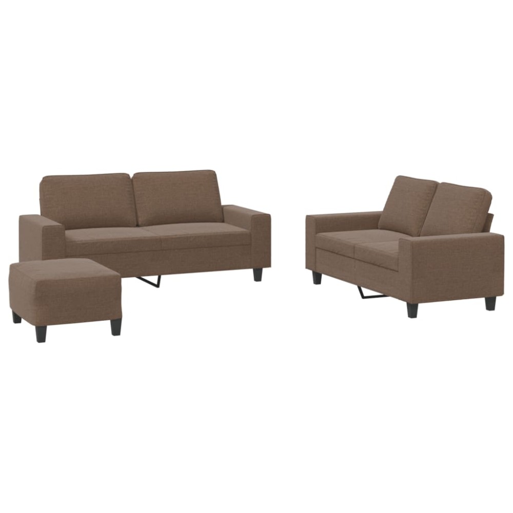 vidaXL Set de canapele, 3 piese, maro, textil