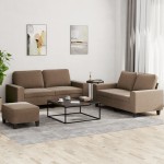 vidaXL Set de canapele, 3 piese, maro, textil vidaXL Set de canapele, 3 piese, maro, textil
