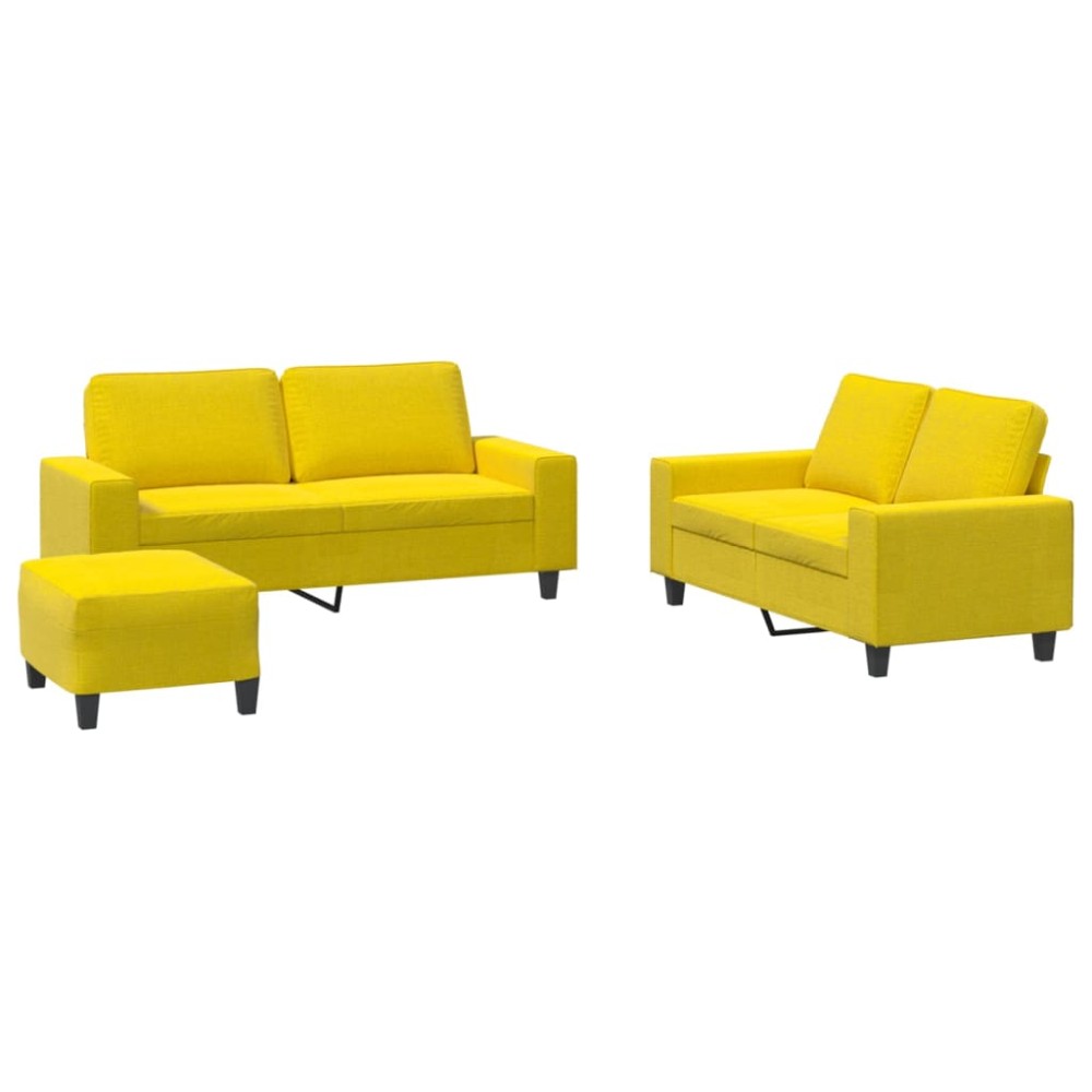 vidaXL Set de canapele, 3 piese, galben deschis, textil