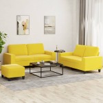 vidaXL Set de canapele, 3 piese, galben deschis, textil vidaXL Set de canapele, 3 piese, galben deschis, textil