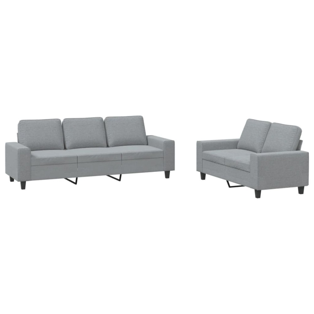 vidaXL Set de canapele, 2 piese, gri deschis, material textil