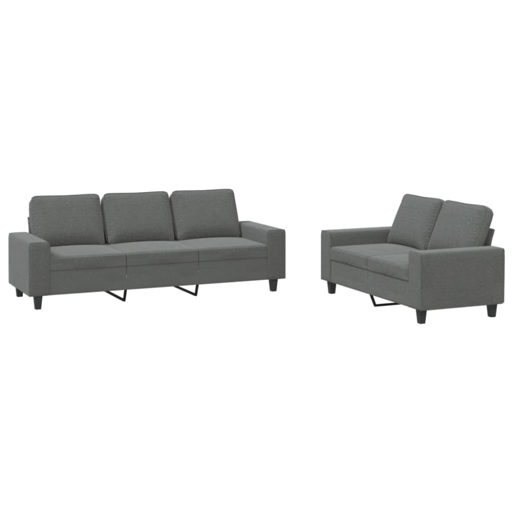 vidaXL Set de canapele, 2 piese, gri închis, material textil