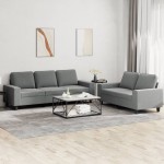 vidaXL Set de canapele, 2 piese, gri închis, material textil vidaXL Set de canapele, 2 piese, gri închis, material textil